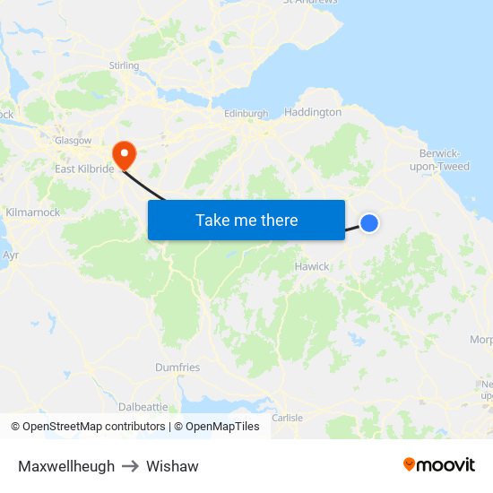 Maxwellheugh to Wishaw map