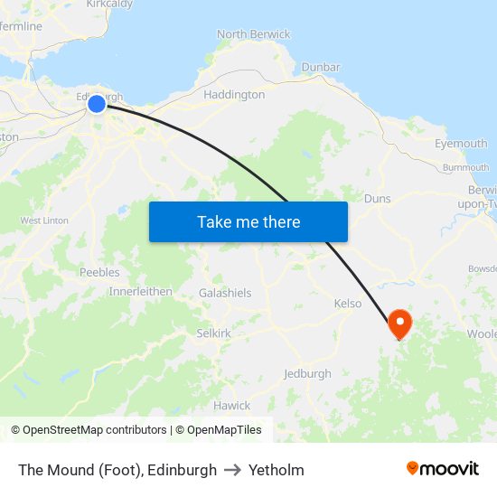 The Mound (Foot), Edinburgh to Yetholm map