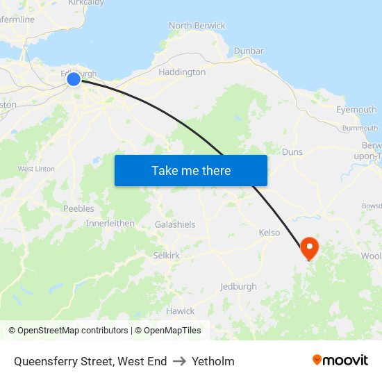 Queensferry Street, West End to Yetholm map