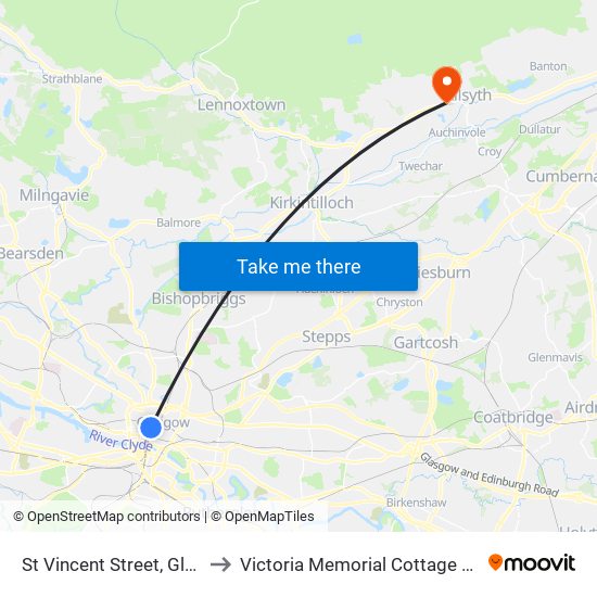 St Vincent Street, Glasgow to Victoria Memorial Cottage Hospital map