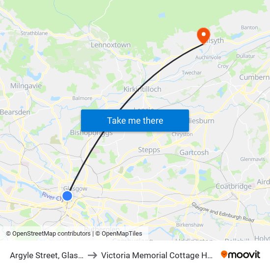 Argyle Street, Glasgow to Victoria Memorial Cottage Hospital map