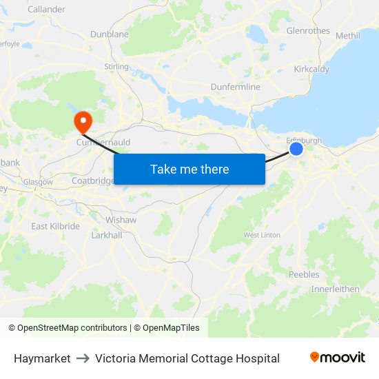 Haymarket to Victoria Memorial Cottage Hospital map