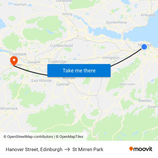 Hanover Street, Edinburgh to St Mirren Park map