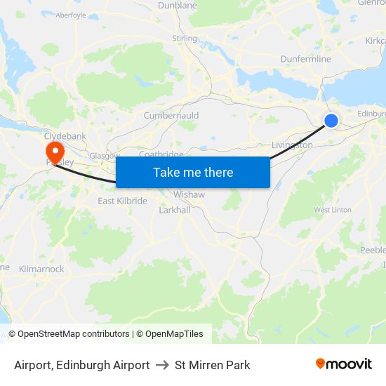 Airport, Edinburgh Airport to St Mirren Park map