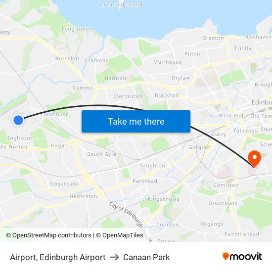 Airport, Edinburgh Airport to Canaan Park map