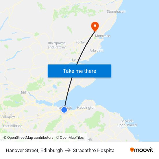 Hanover Street, Edinburgh to Stracathro Hospital map