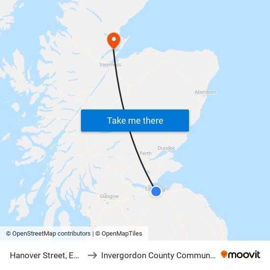 Hanover Street, Edinburgh to Invergordon County Community Hospital map