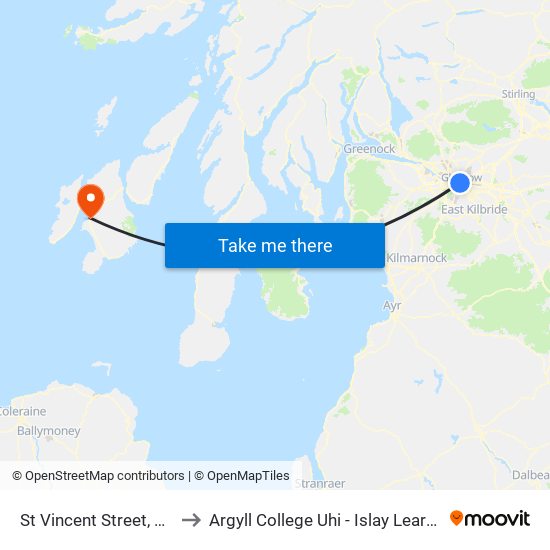 St Vincent Street, Glasgow to Argyll College Uhi - Islay Learning Centre map