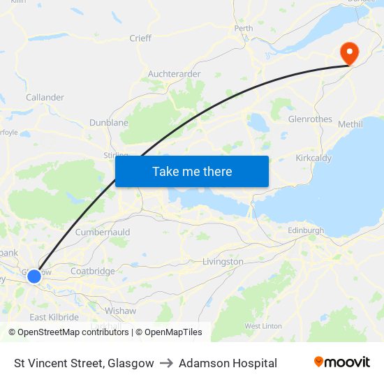 St Vincent Street, Glasgow to Adamson Hospital map