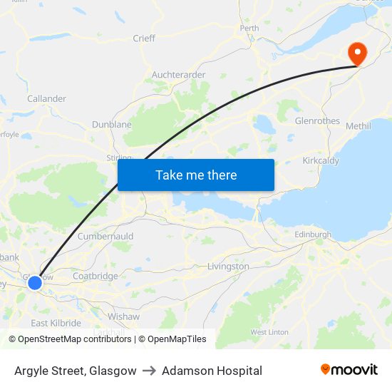 Argyle Street, Glasgow to Adamson Hospital map