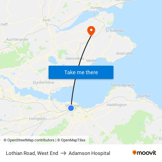 Lothian Road, West End to Adamson Hospital map