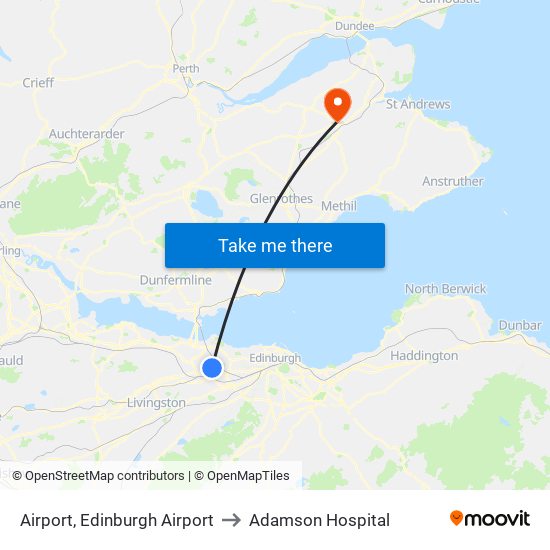 Airport, Edinburgh Airport to Adamson Hospital map
