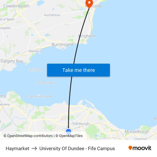 Haymarket to University Of Dundee - Fife Campus map