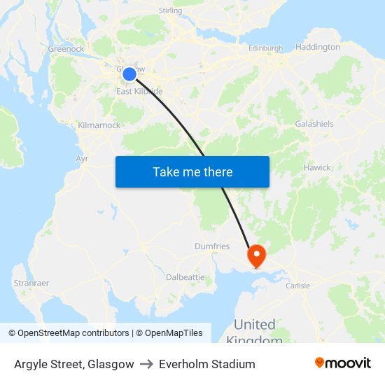 Argyle Street, Glasgow to Everholm Stadium map