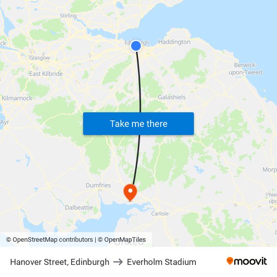 Hanover Street, Edinburgh to Everholm Stadium map