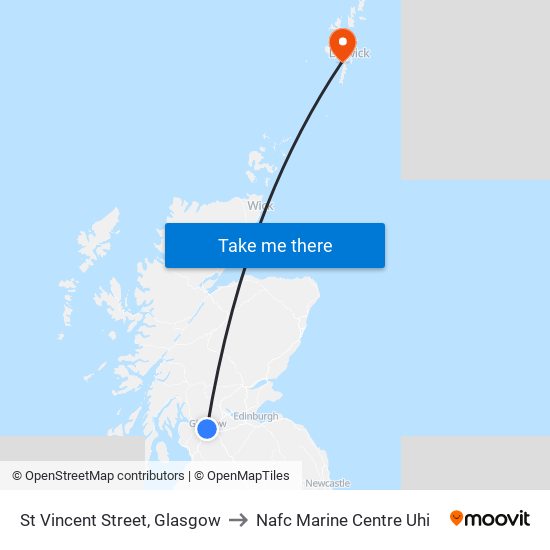 St Vincent Street, Glasgow to Nafc Marine Centre Uhi map