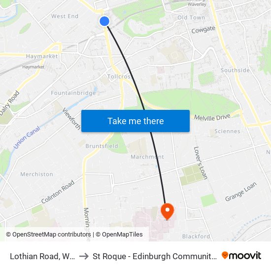 Lothian Road, West End to St Roque - Edinburgh Community Partnership map