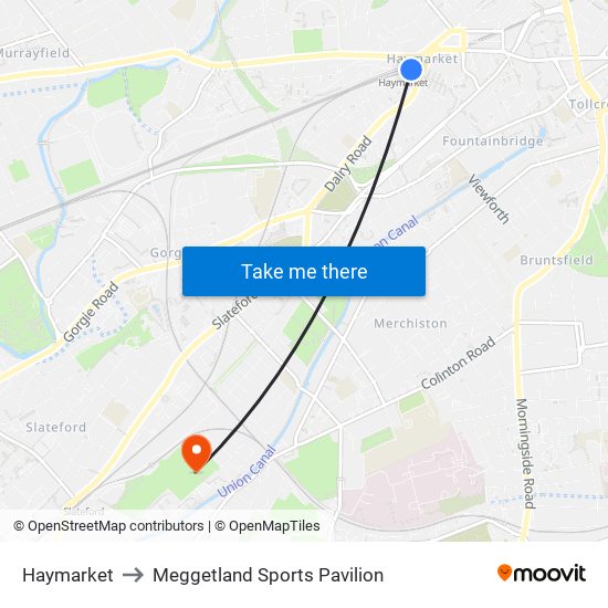 Haymarket to Meggetland Sports Pavilion map