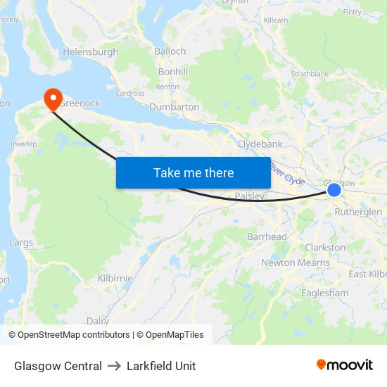 Glasgow Central to Larkfield Unit map