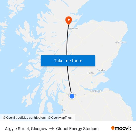 Argyle Street, Glasgow to Global Energy Stadium map