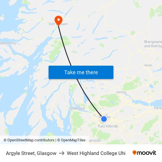 Argyle Street, Glasgow to West Highland College Uhi map