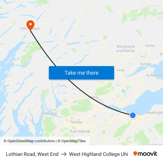 Lothian Road, West End to West Highland College Uhi map