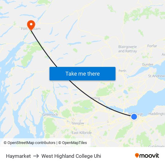 Haymarket to West Highland College Uhi map