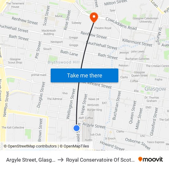 Argyle Street, Glasgow to Royal Conservatoire Of Scotland map