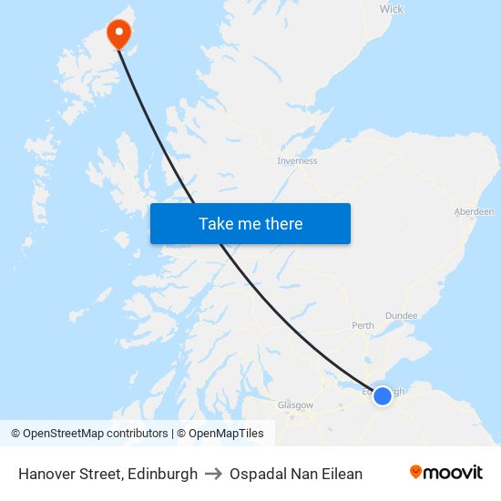 Hanover Street, Edinburgh to Ospadal Nan Eilean map