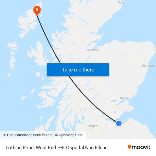 Lothian Road, West End to Ospadal Nan Eilean map