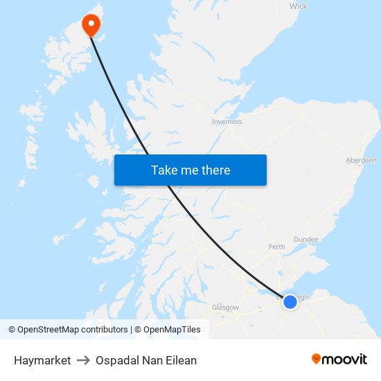 Haymarket to Ospadal Nan Eilean map