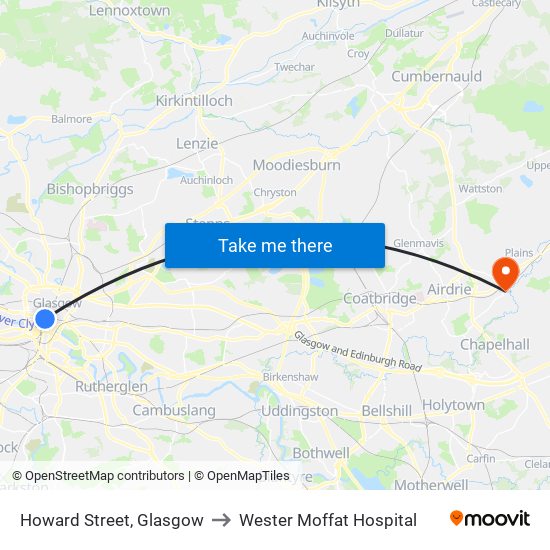 Howard Street, Glasgow to Wester Moffat Hospital map