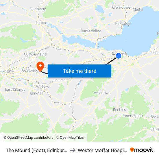 The Mound (Foot), Edinburgh to Wester Moffat Hospital map