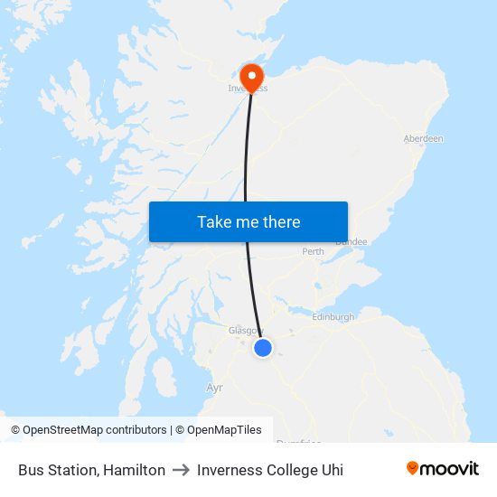 Bus Station, Hamilton to Inverness College Uhi map