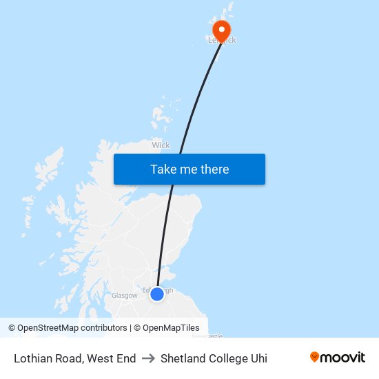 Lothian Road, West End to Shetland College Uhi map