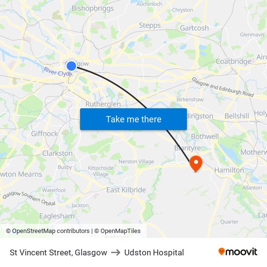 St Vincent Street, Glasgow to Udston Hospital map