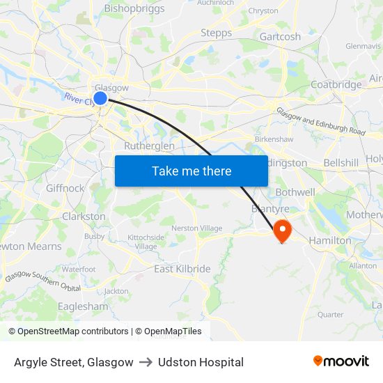 Argyle Street, Glasgow to Udston Hospital map