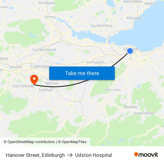 Hanover Street, Edinburgh to Udston Hospital map