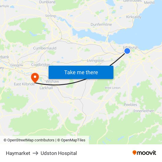 Haymarket to Udston Hospital map