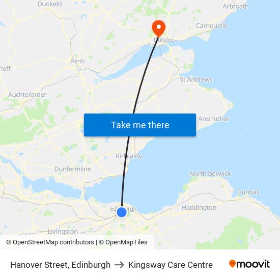 Hanover Street, Edinburgh to Kingsway Care Centre map