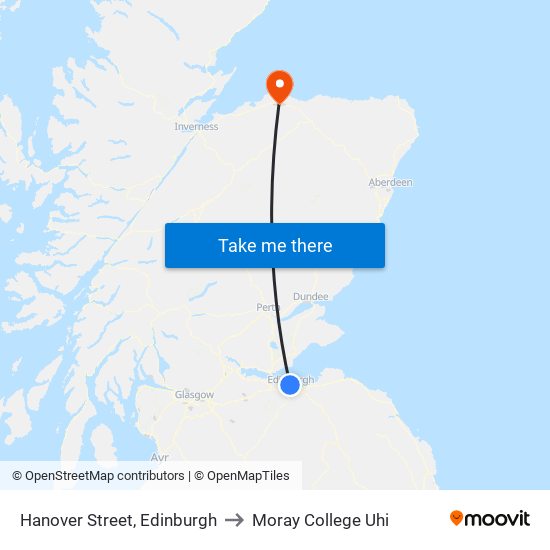 Hanover Street, Edinburgh to Moray College Uhi map
