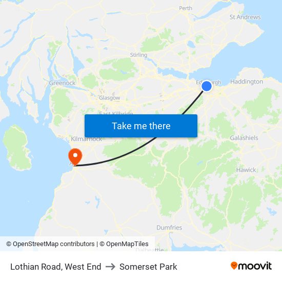 Lothian Road, West End to Somerset Park map