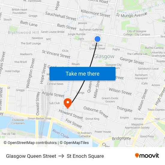 Glasgow Queen Street to St Enoch Square map