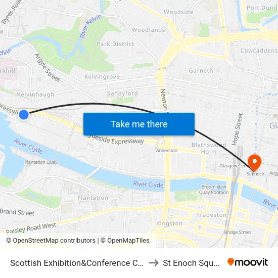 Scottish Exhibition&Conference Cent, Stobcross Road Glasgow Glasgow G3 8 to St Enoch Square map