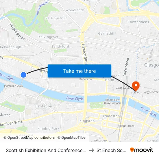 Scottish Exhibition And Conference Centre to St Enoch Square map