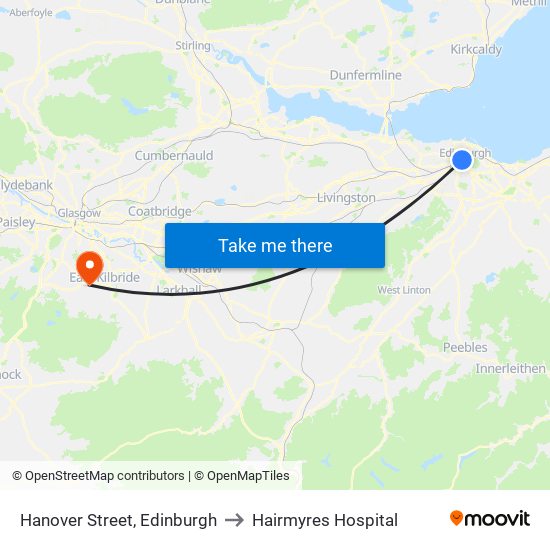 Hanover Street, Edinburgh to Hairmyres Hospital map