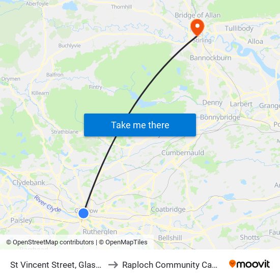 St Vincent Street, Glasgow to Raploch Community Campus map