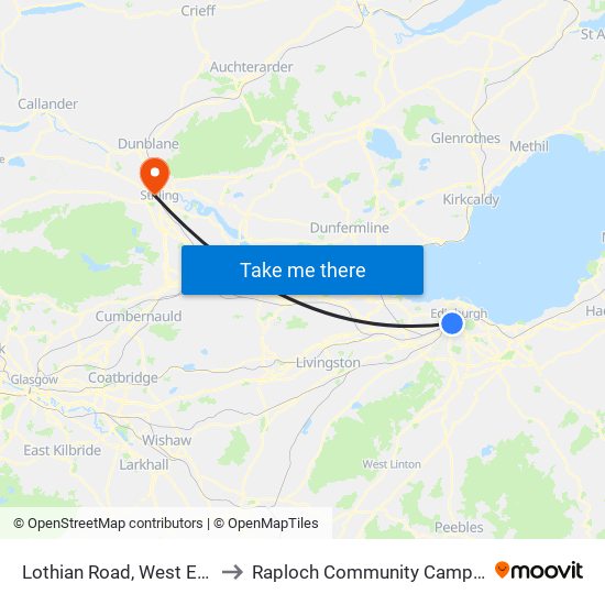 Lothian Road, West End to Raploch Community Campus map