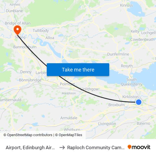 Airport, Edinburgh Airport to Raploch Community Campus map