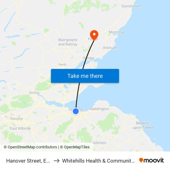 Hanover Street, Edinburgh to Whitehills Health & Community Care Centre map